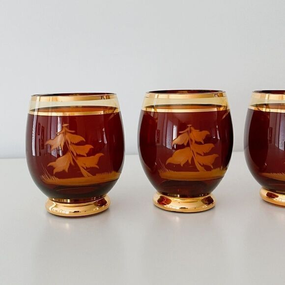 Vintage Bohemian Czech Etched Tree Glasses - Picture 9 of 9